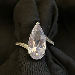 Beautiful bold elongated pear CZ ring